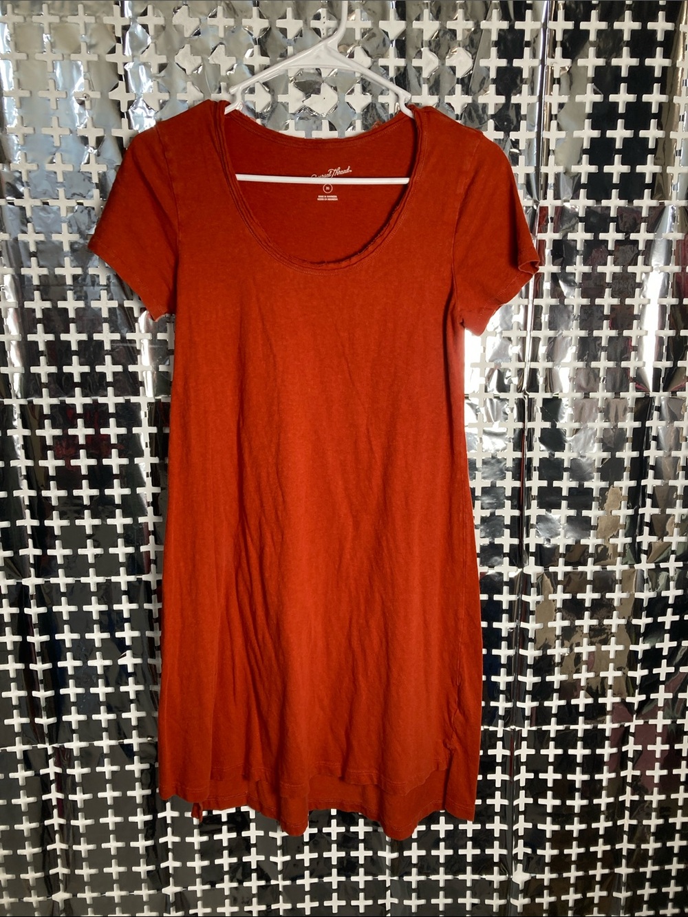Universal Thread Scoop Neck Short Sleeve Tunic Dress - Rust